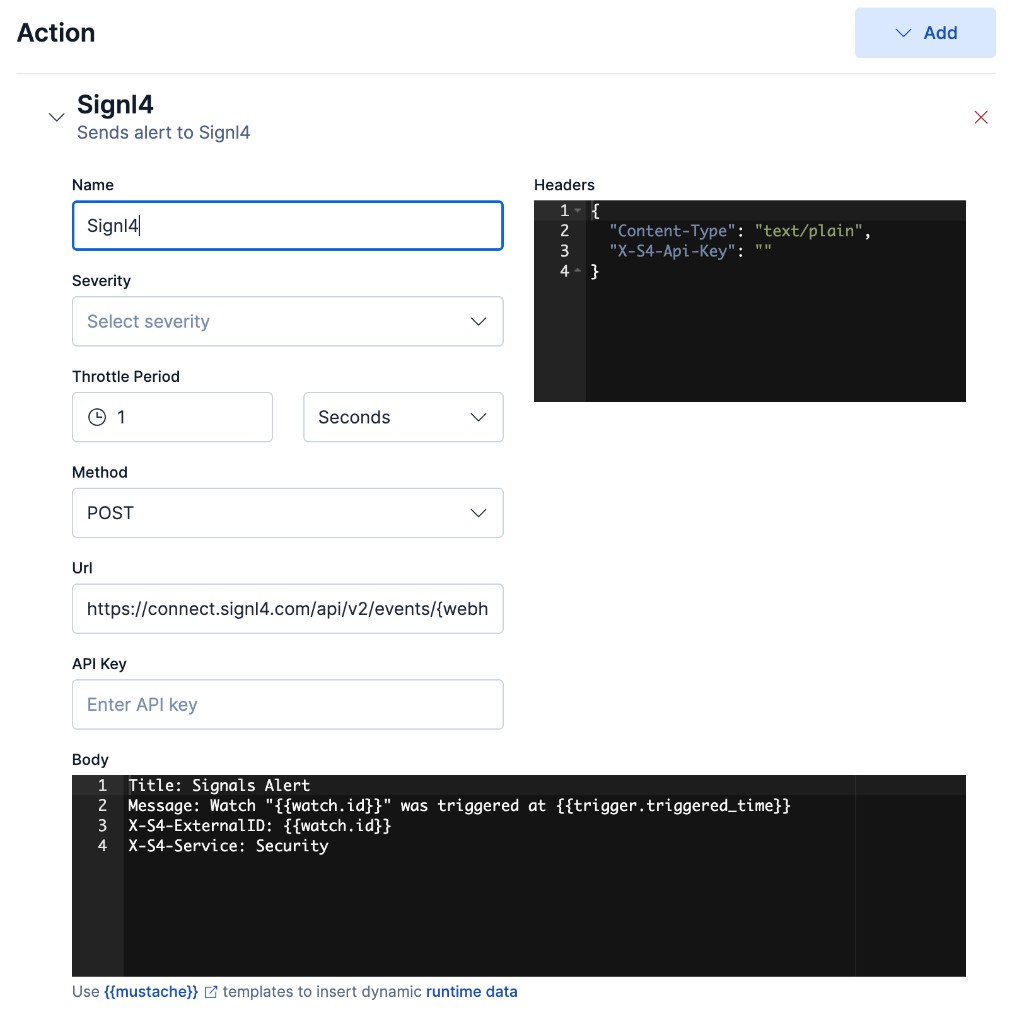 Signl4 action configuration
